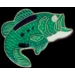 FISH PINS BASS FISH PIN GREEN BASS FISH CURVING TO THE LEFT 